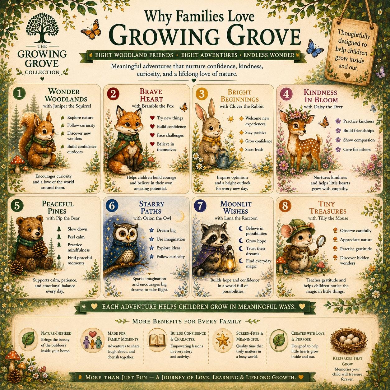 Tiny Treasures Adventure Kit | Gratitude Nature Discovery Activity for Kids | Woodland Companion Gift | Growing Grove Collection for Kids