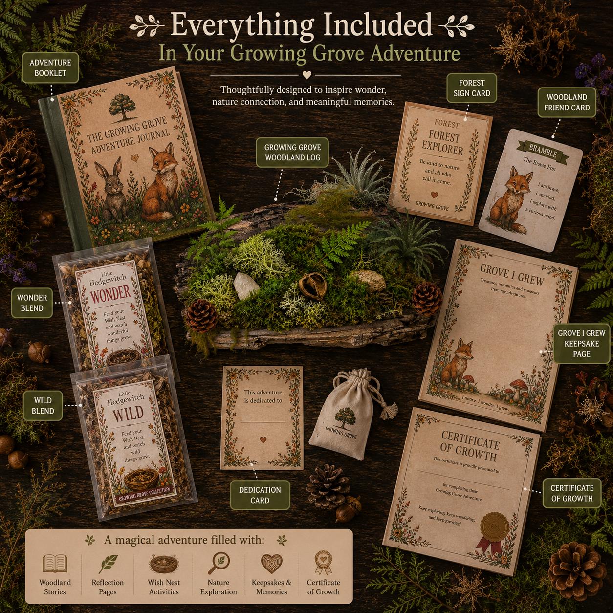Peaceful Pines Adventure Kit | Mindfulness Calm Activity for Kids | Woodland Companion Gift | Growing Grove Collection | Kids Natural Gift