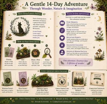 Peaceful Pines Adventure Kit | Mindfulness Calm Activity for Kids | Woodland Companion Gift | Growing Grove Collection | Kids Natural Gift