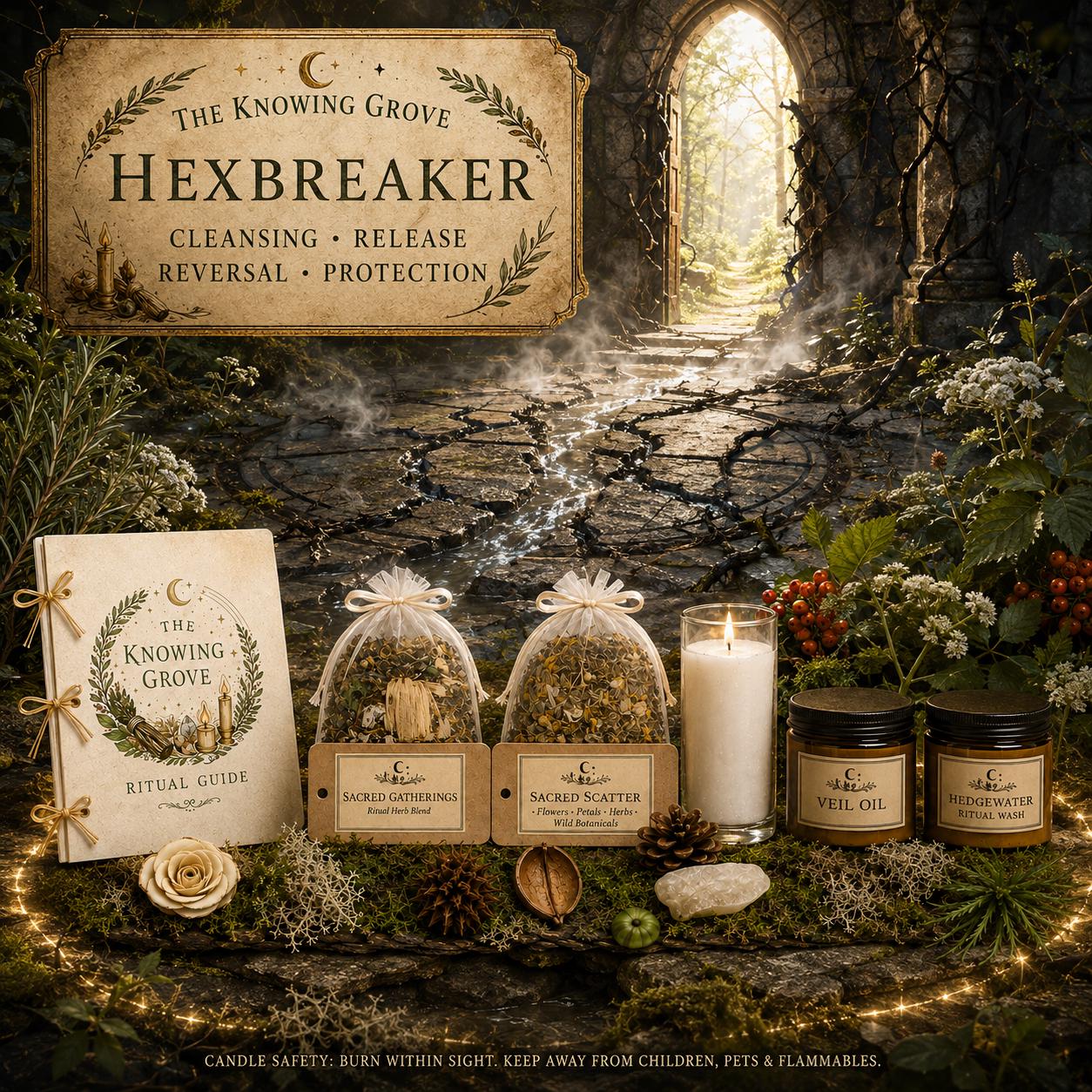 Hex Breaker and Curse Protection Ritual Spell Kit, Handmade with Natural Homegrown Herbs, Ethical and Sustainable Spiritual Witch Gift Set