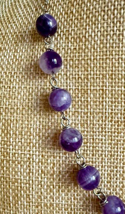 Hekate’s Wheel Strophalos Necklace with Amethyst Beads.