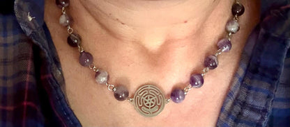 Hekate’s Wheel Strophalos Necklace with Amethyst Beads.