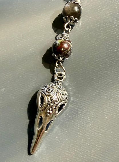 Samhain Witch’s Pagan Sabbat Devotional Prayer Beads: Carnelian, Obsidian, and Dragon Bloodstone Jasper.