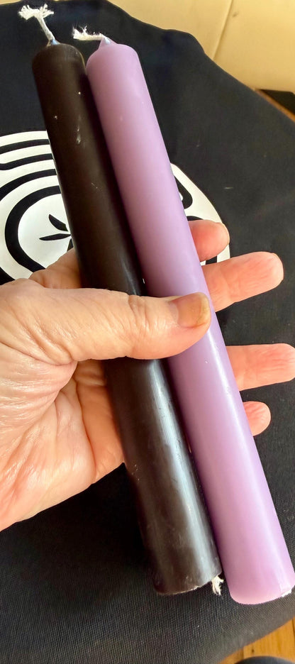 Goddess Hekate Devotional Altar Bundle with Altar Cloth, Witch’s Rosary, Pendulum , Black, and Purple Taper Candles.