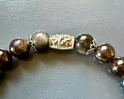 Goddess Lilith Sigil Charm Bracelet: Garnet and Black Obsidian Gemstones.