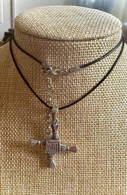 Brigid’s Cross Pendant Necklace on Leather Cord.