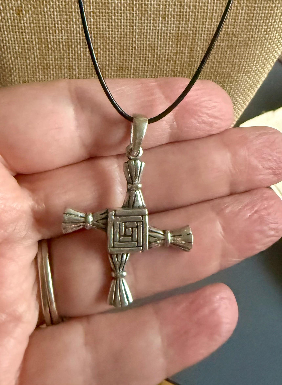 Brigid’s Cross Pendant Necklace on Leather Cord.