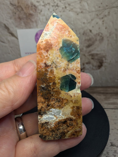 Sunstone with Blue Apatite Obelisk