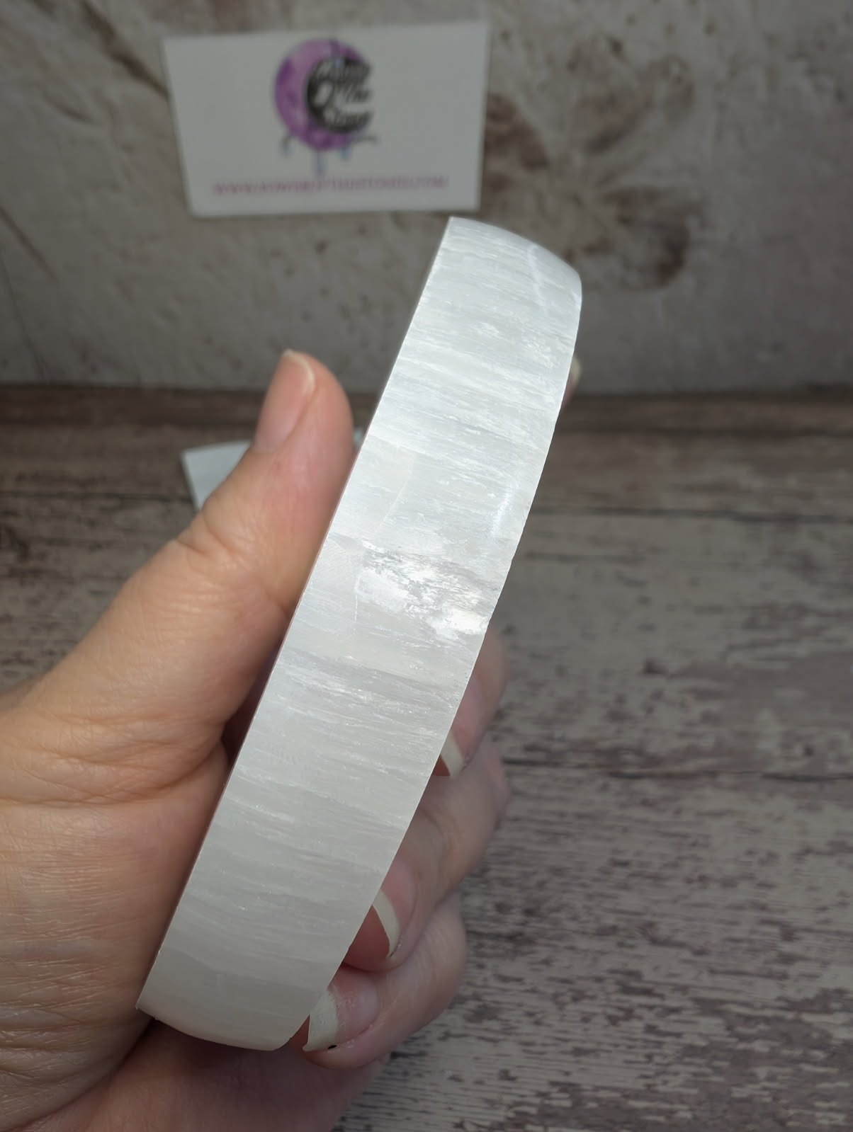 Satin Spar/Selenite crescent Moon charging plate