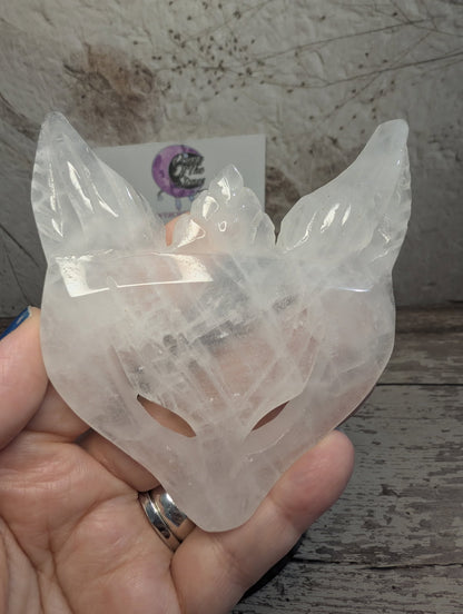 Clear Quartz Fox Mask carving dish