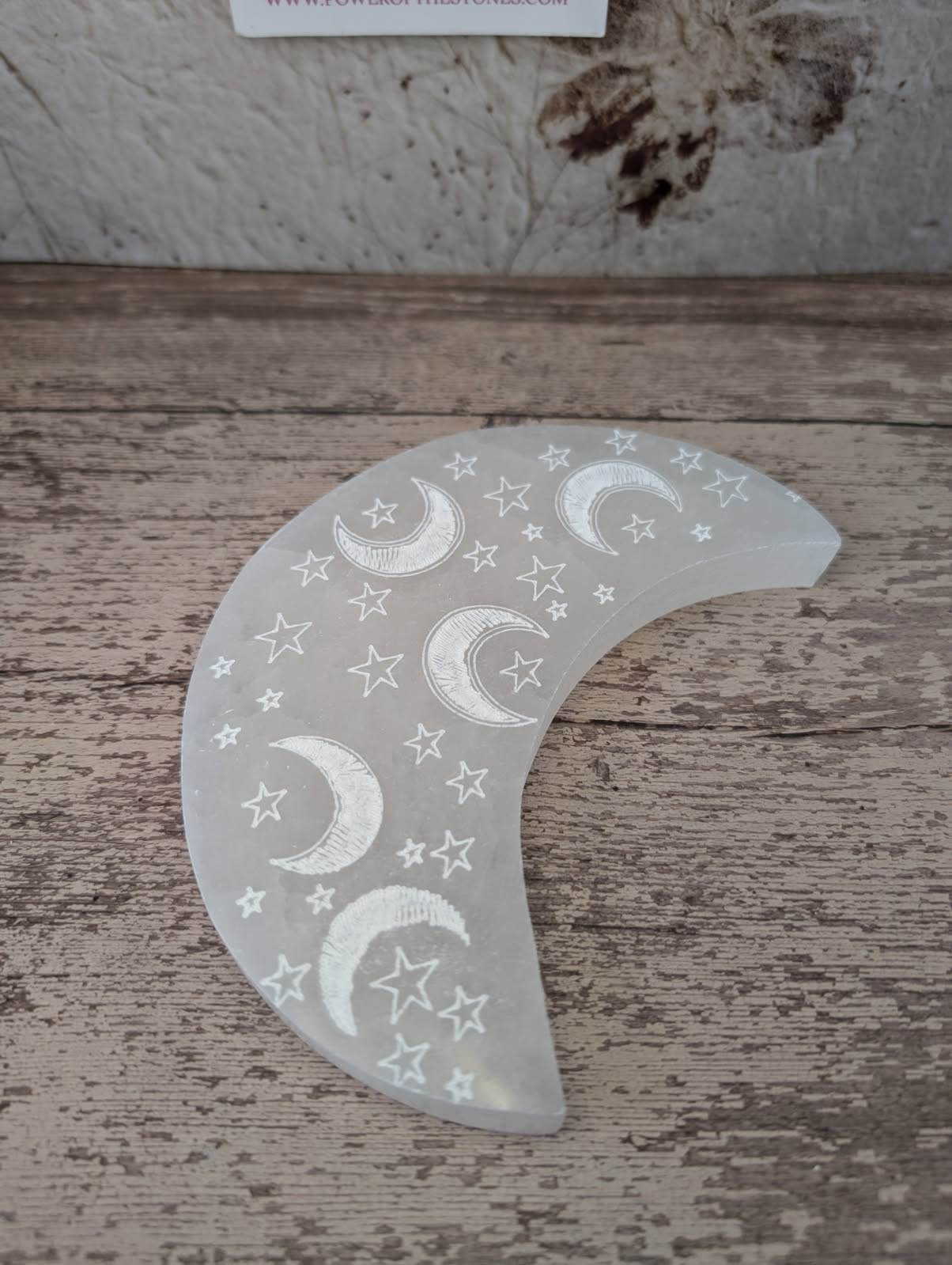 Satin Spar etched Moon plate