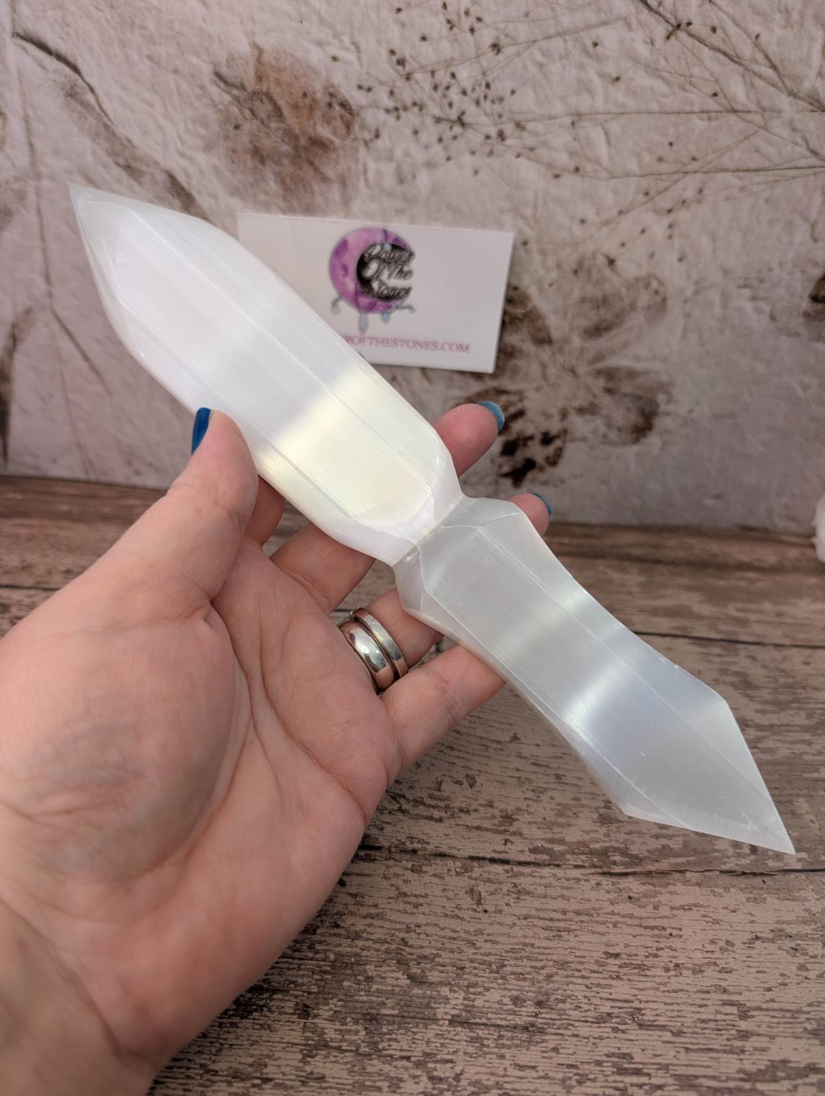 Satin Spar etched DT triple Moon dagger