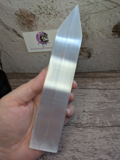 Satin Spar dagger charging plate selenite