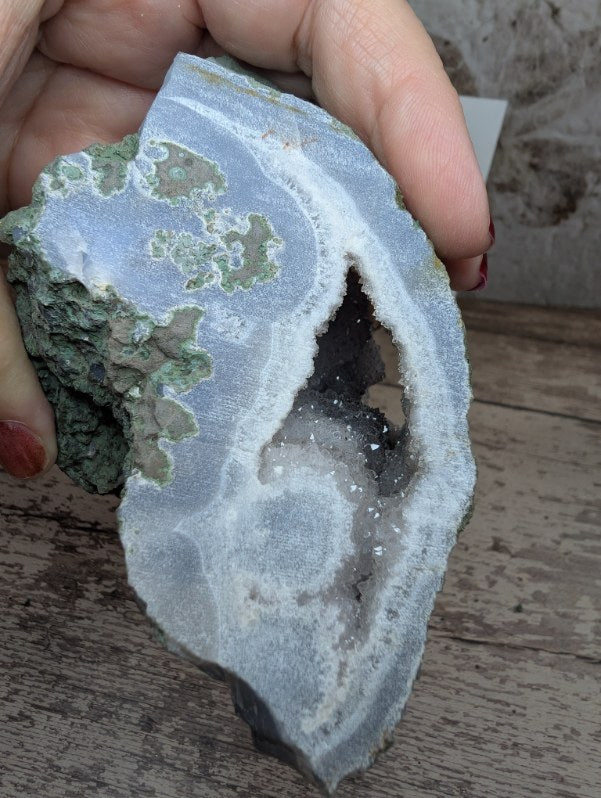 Raw Amethyst druzy on Agate Specimen