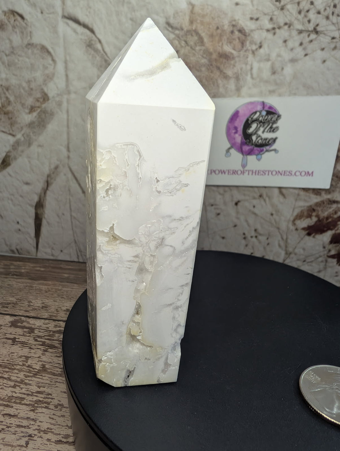 Snow Quartz druzy Obelisk