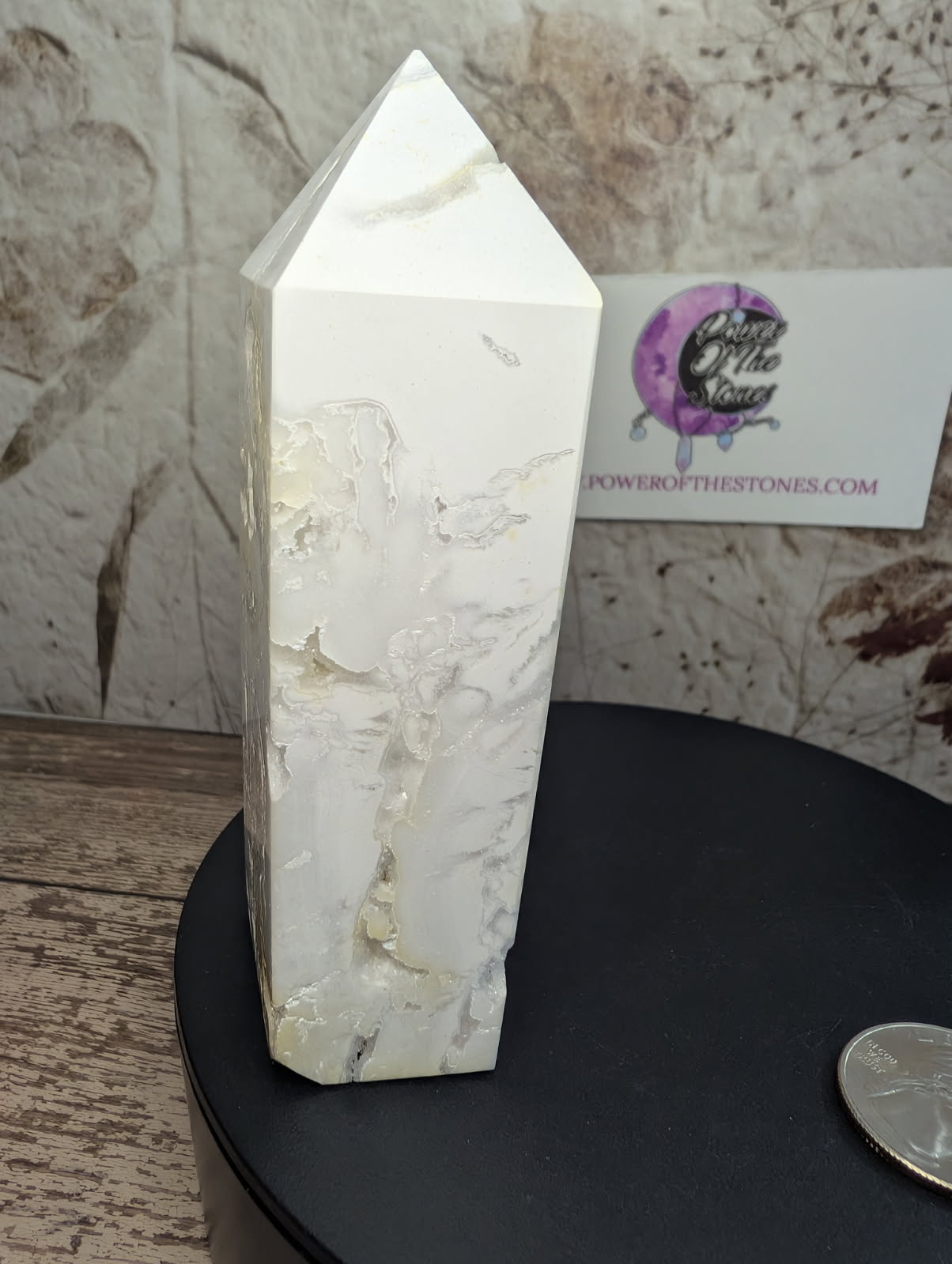 Snow Quartz druzy Obelisk