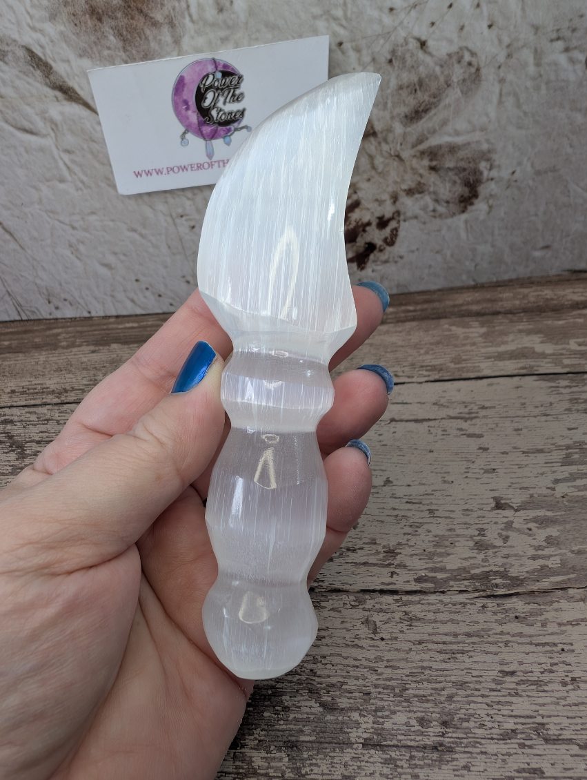 Satin Spar carved dagger