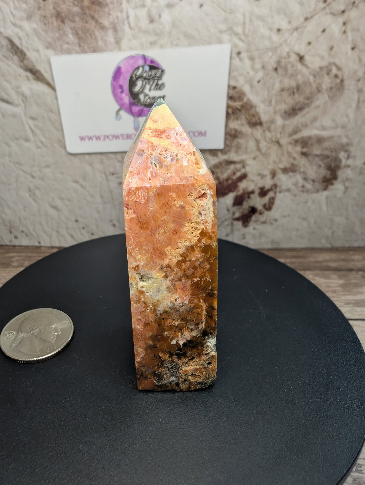 Sunstone with Blue Apatite Obelisk