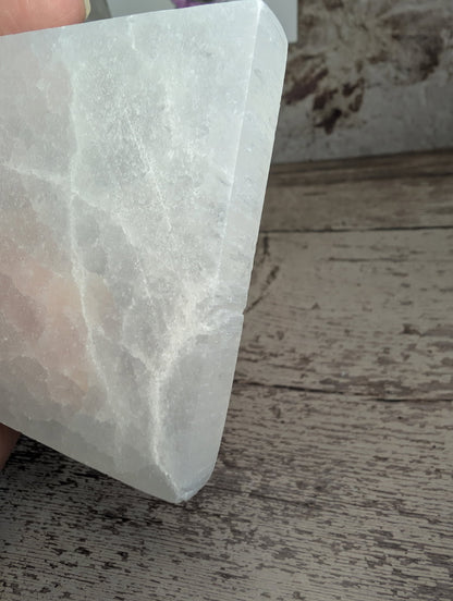 Satin Spar square charging plate selenite