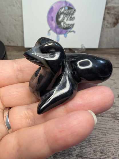 Black Agate carved snake