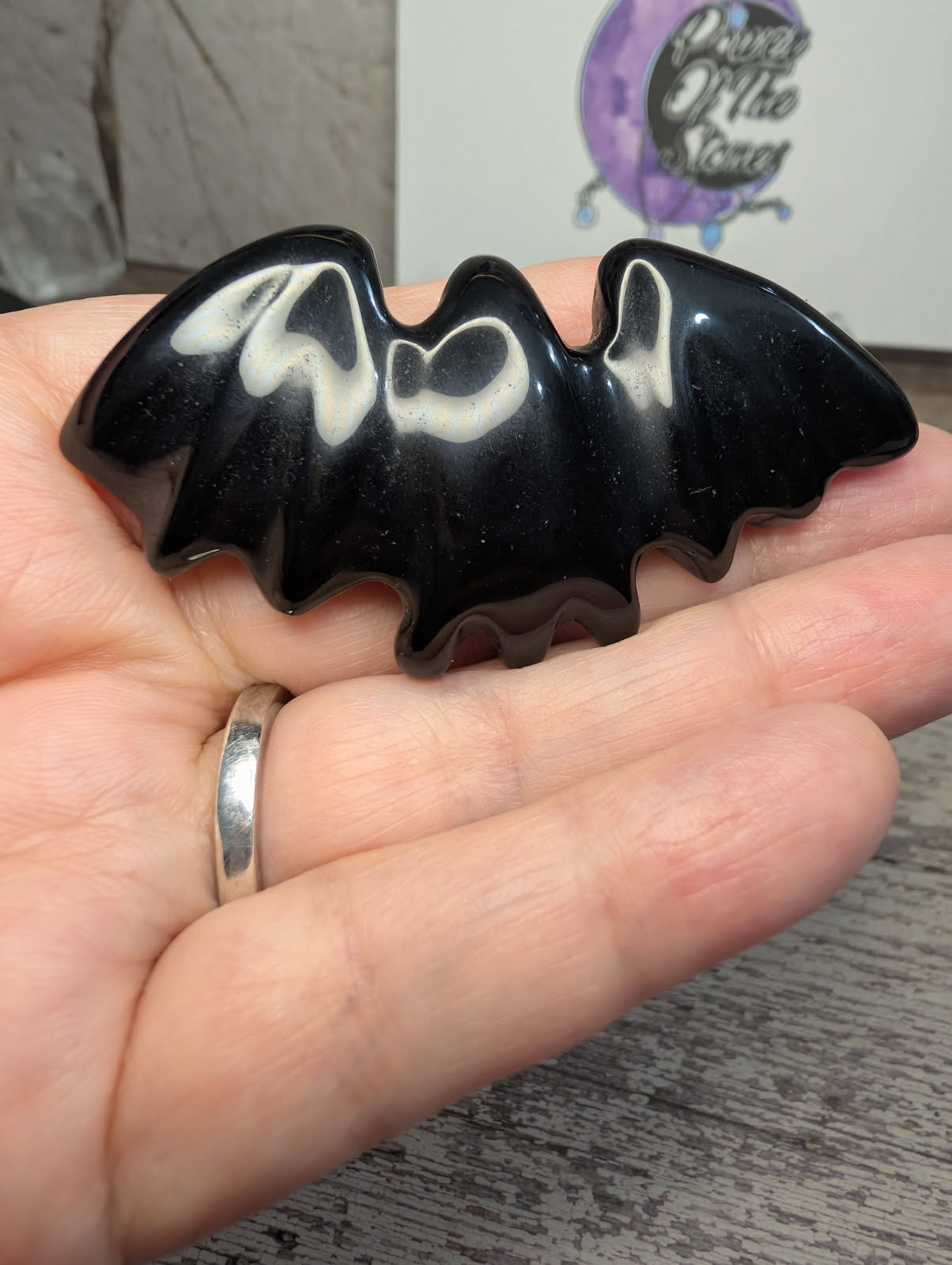 Black Obsidian small Bat carving