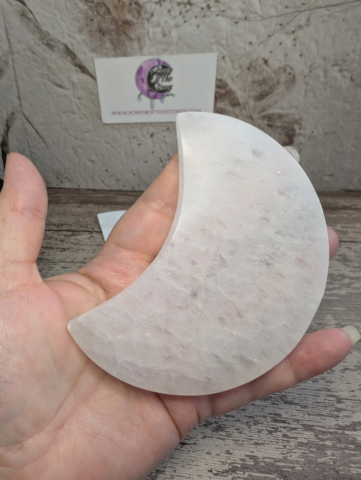 Satin Spar/Selenite crescent Moon charging plate