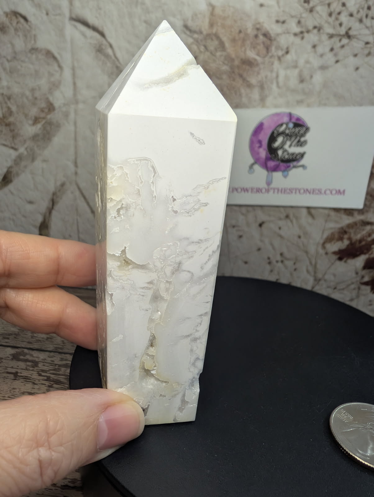 Snow Quartz druzy Obelisk