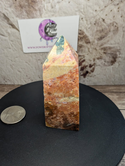 Sunstone with Blue Apatite Obelisk