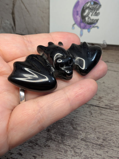 Black Obsidian small Bat carving
