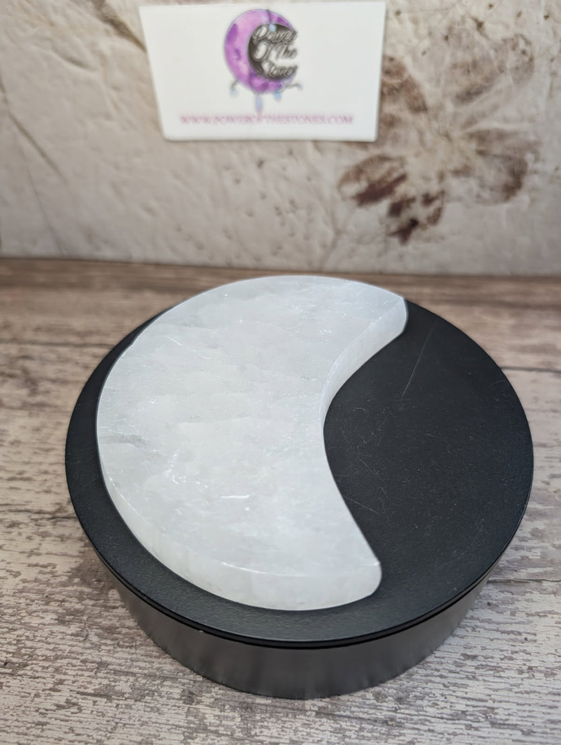Satin Spar/Selenite crescent Moon charging plate