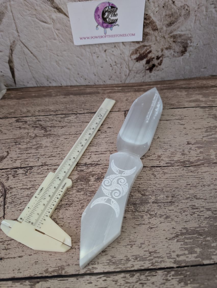 Satin Spar etched DT triple Moon dagger