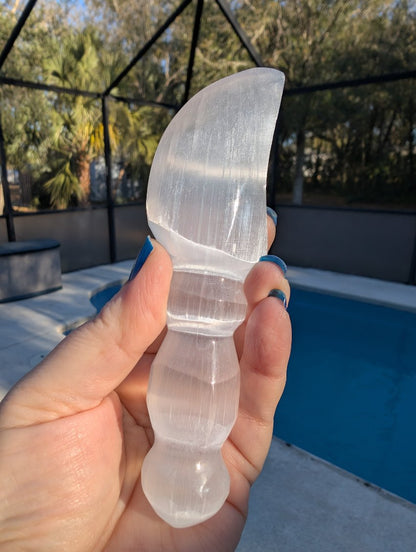 Satin Spar carved dagger