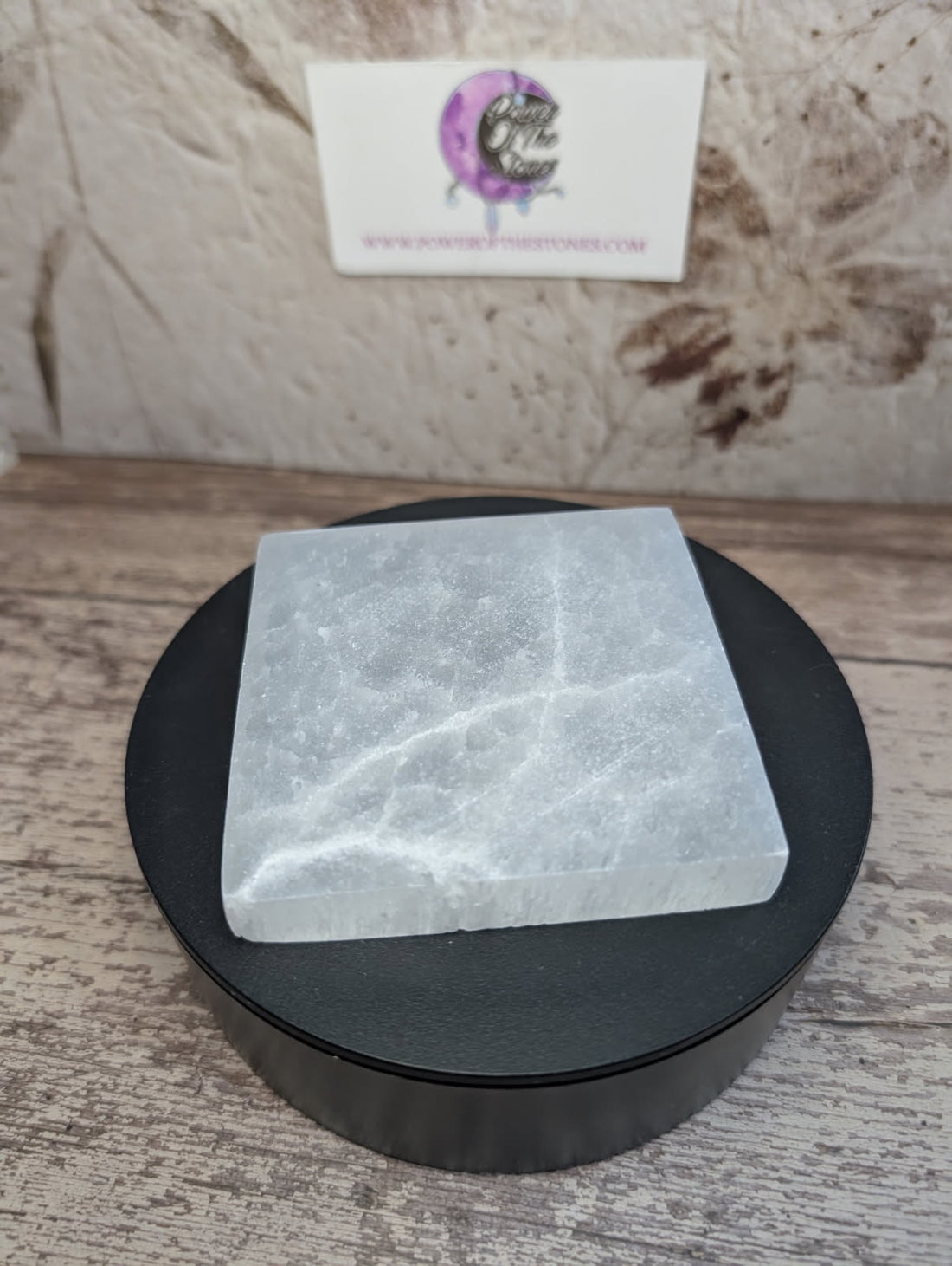 Satin Spar square charging plate selenite