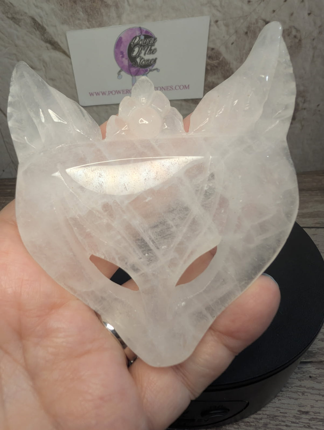 Clear Quartz Fox Mask carving dish