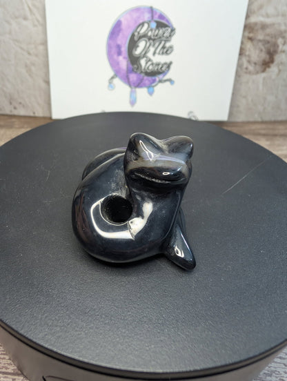 Black Agate carved snake