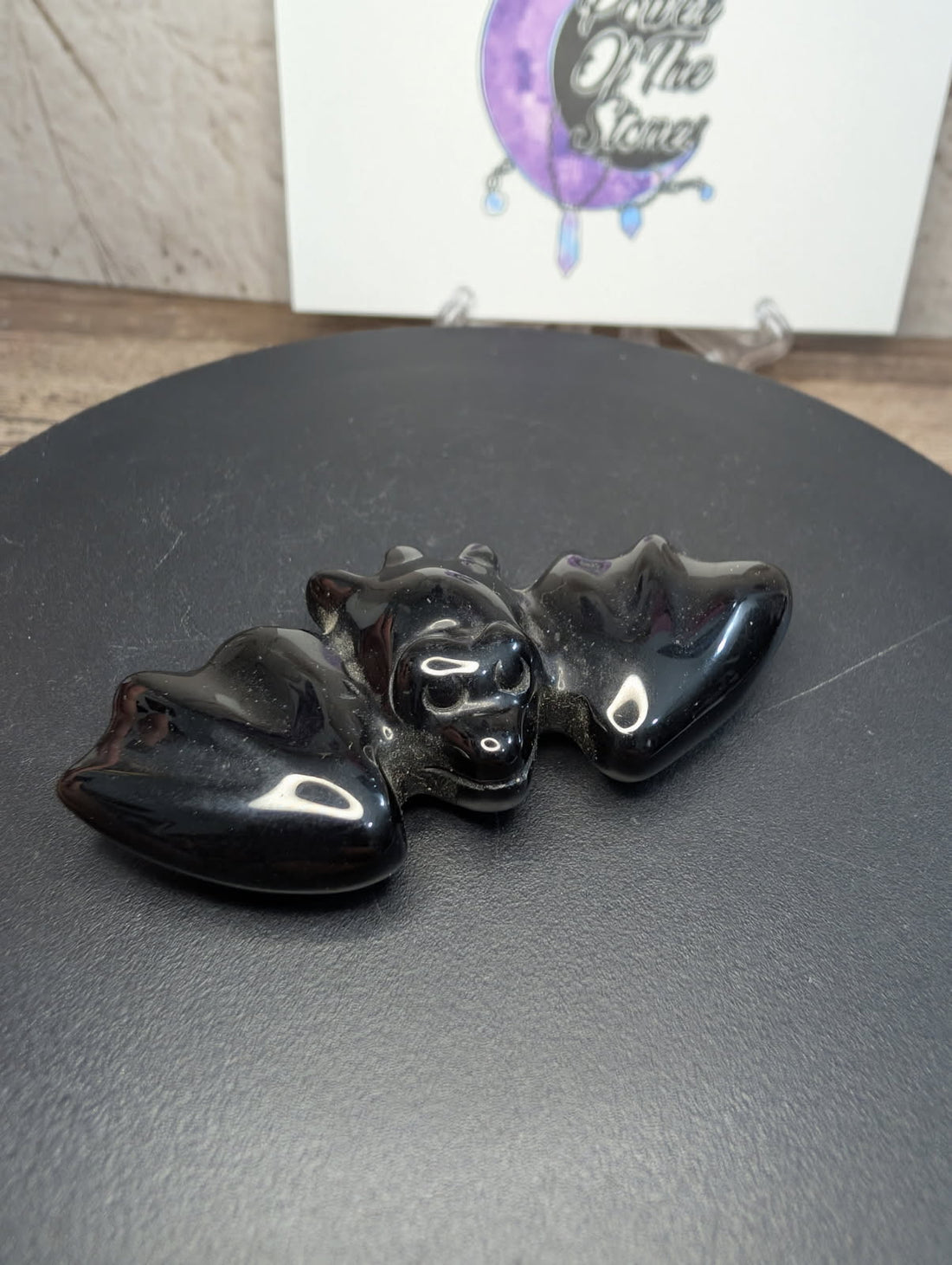Black Obsidian small Bat carving