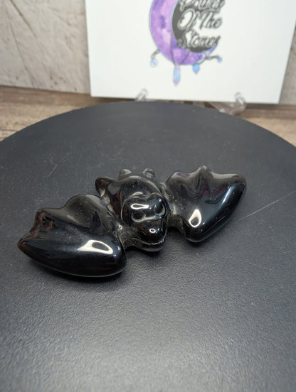 Black Obsidian small Bat carving