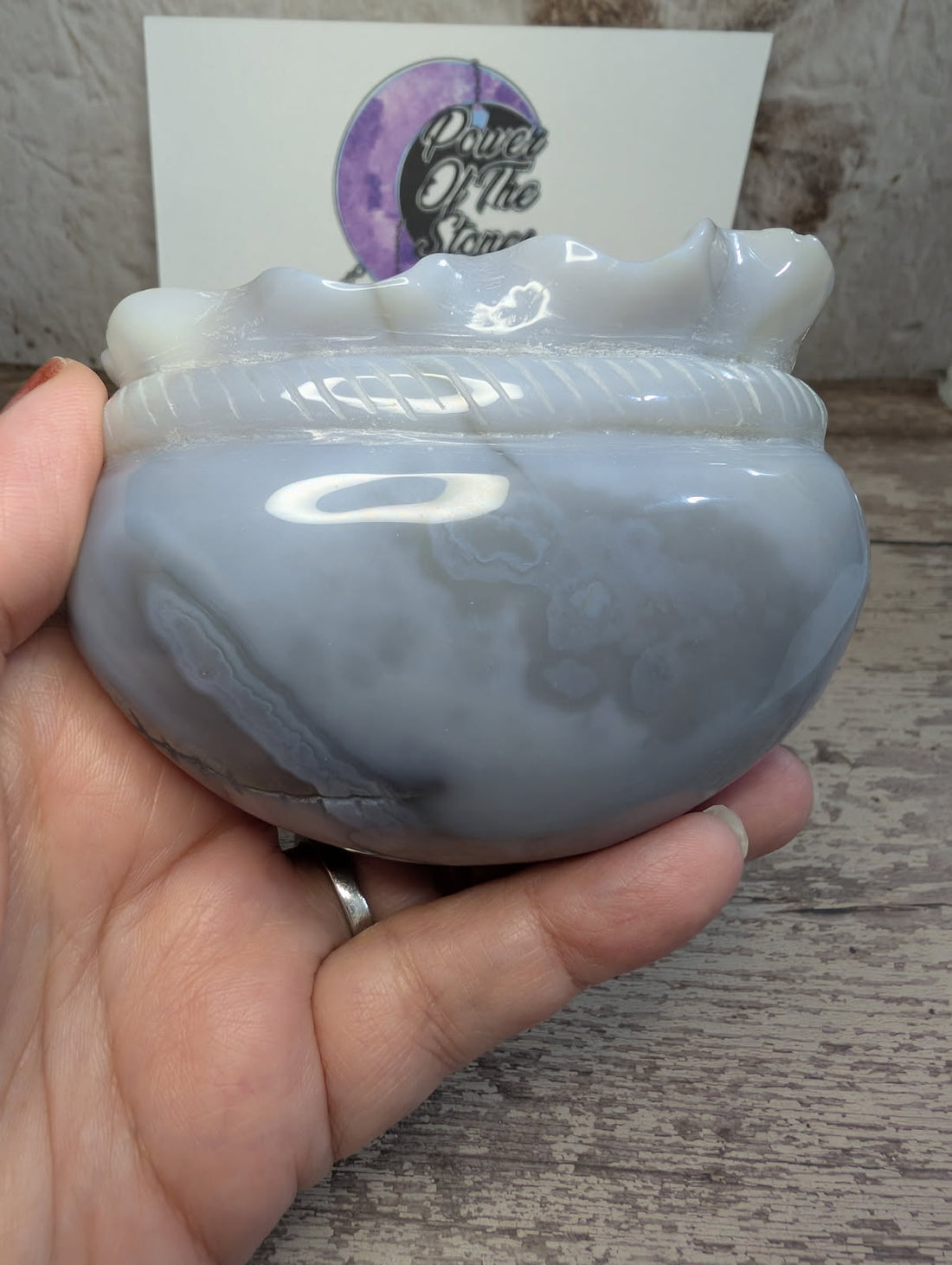 Blue/gray Agate carving