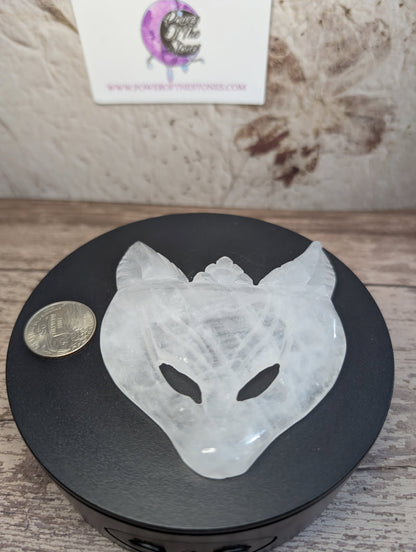 Clear Quartz Fox Mask carving dish