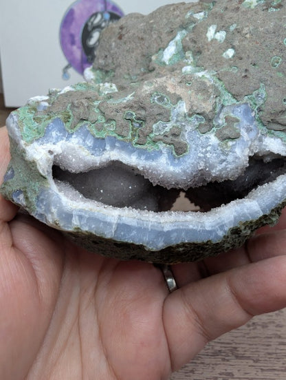 Raw Amethyst druzy on Agate Specimen