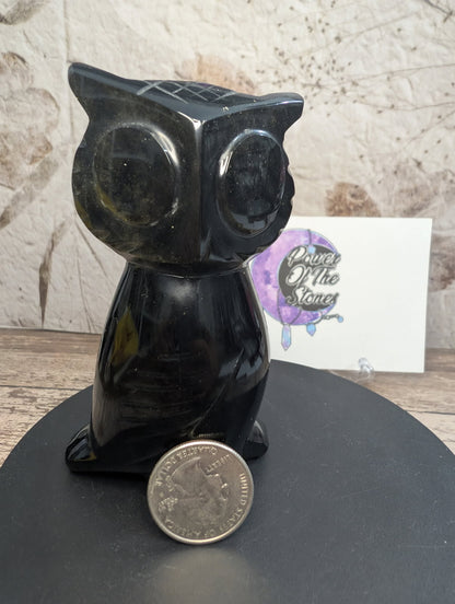 Golden Sheen Obsidian carved Owl