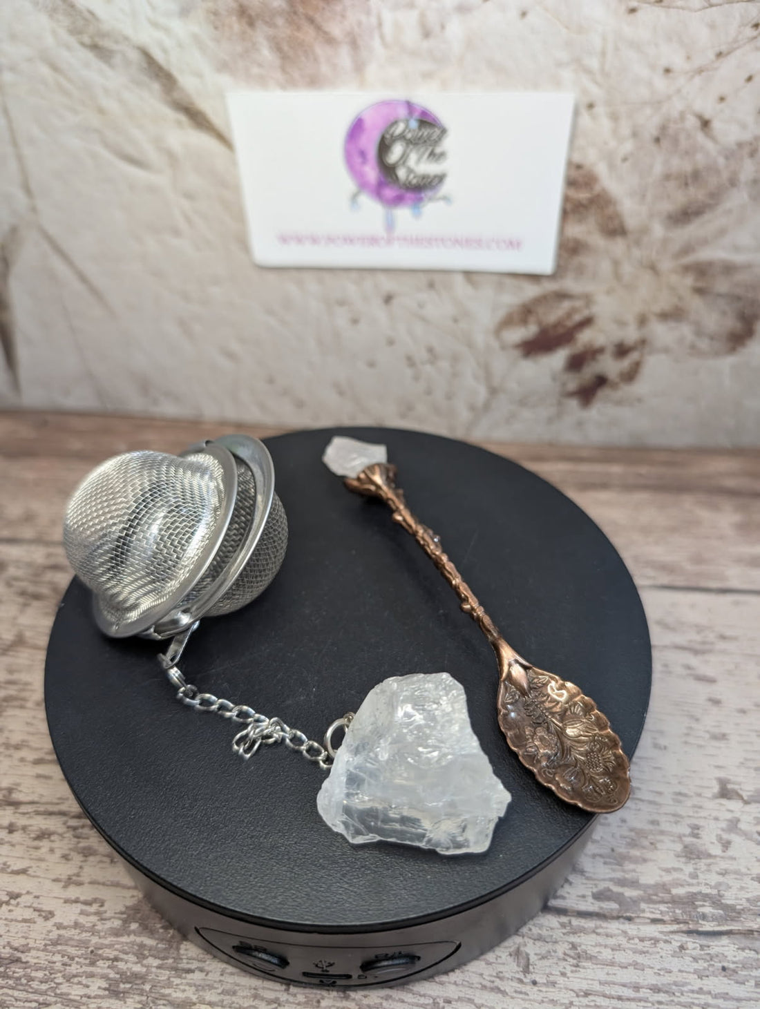 Tea ball and mini metal spoon