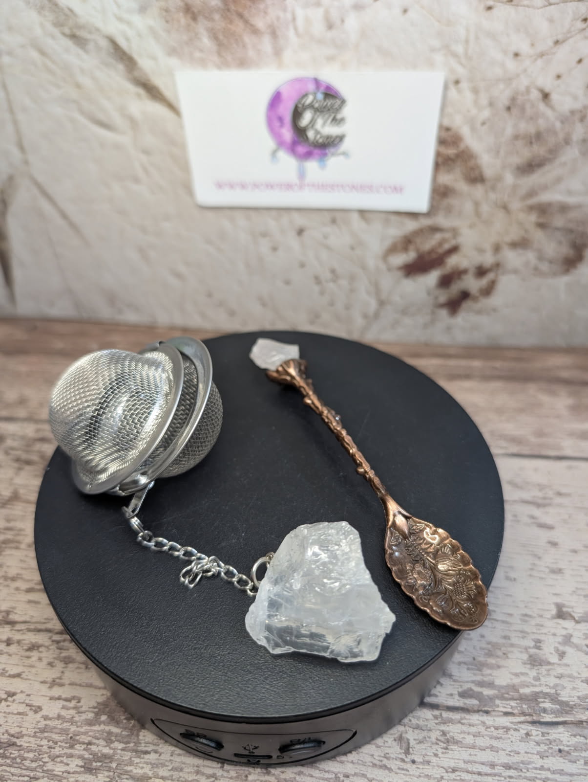 Tea ball and mini metal spoon