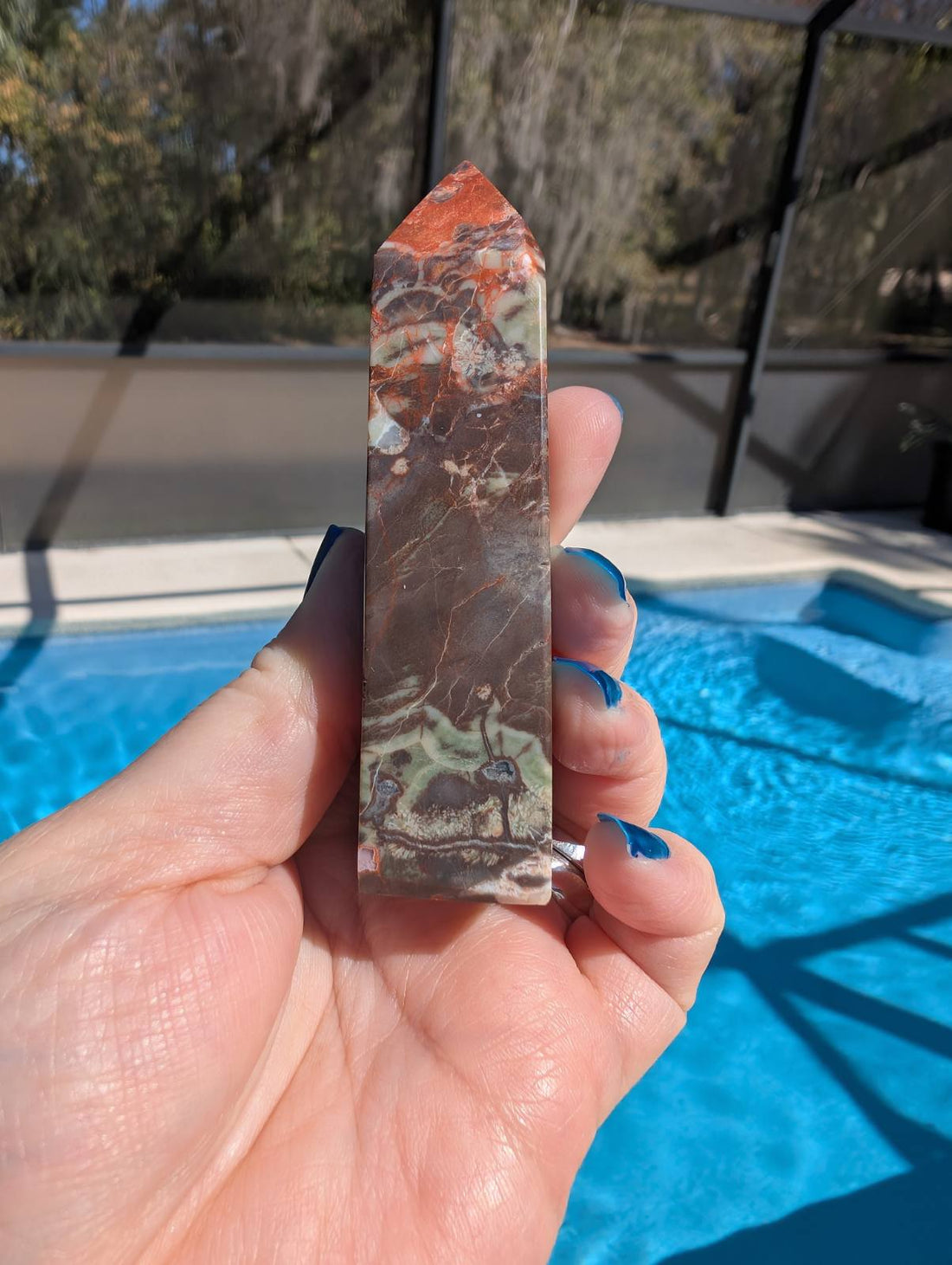 Indonesia Bloodstone, Money Agate Obelisk Tower