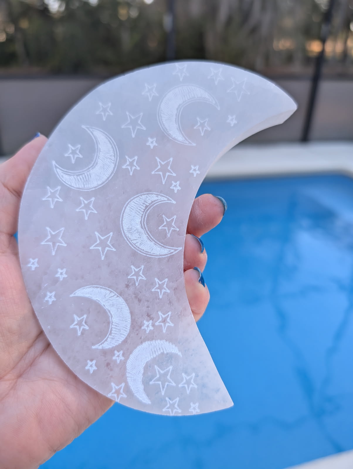Satin Spar etched Moon plate