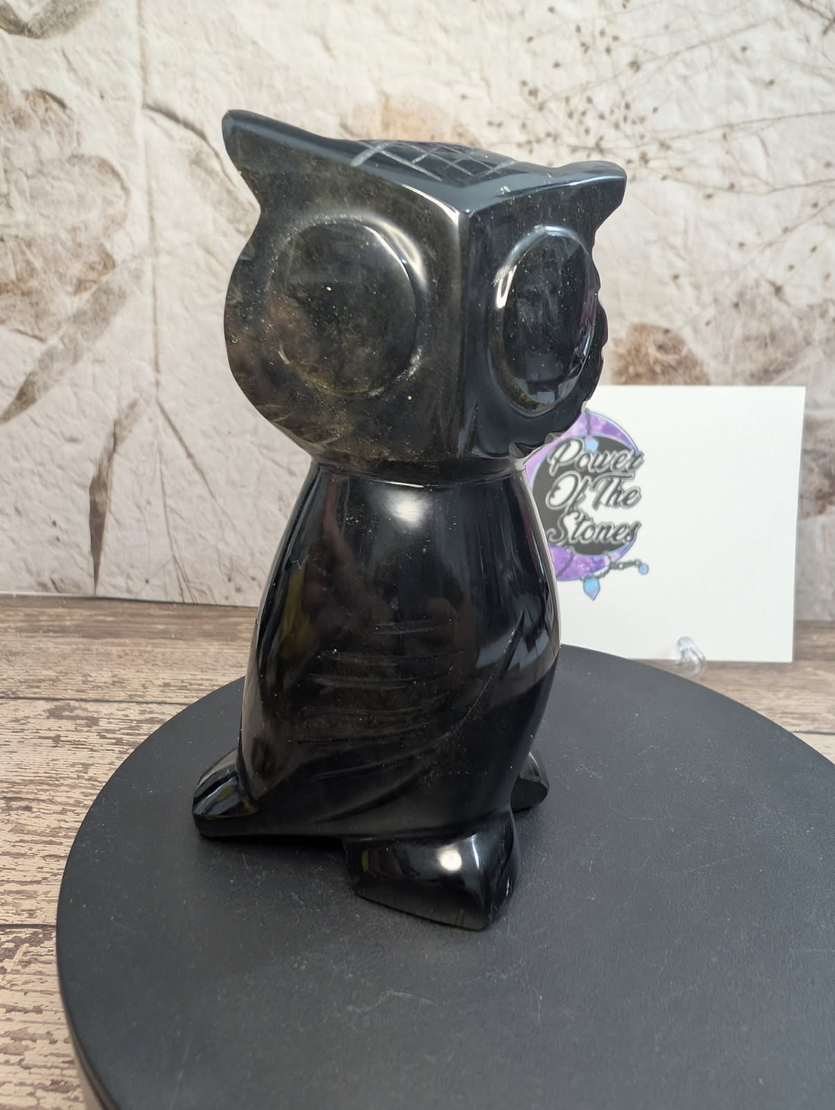 Golden Sheen Obsidian carved Owl