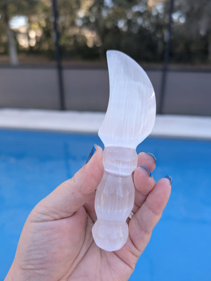Satin Spar carved dagger