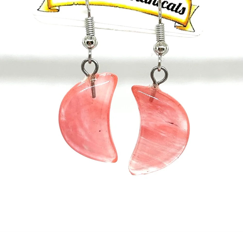 Cherry Quartz Moon Earrings