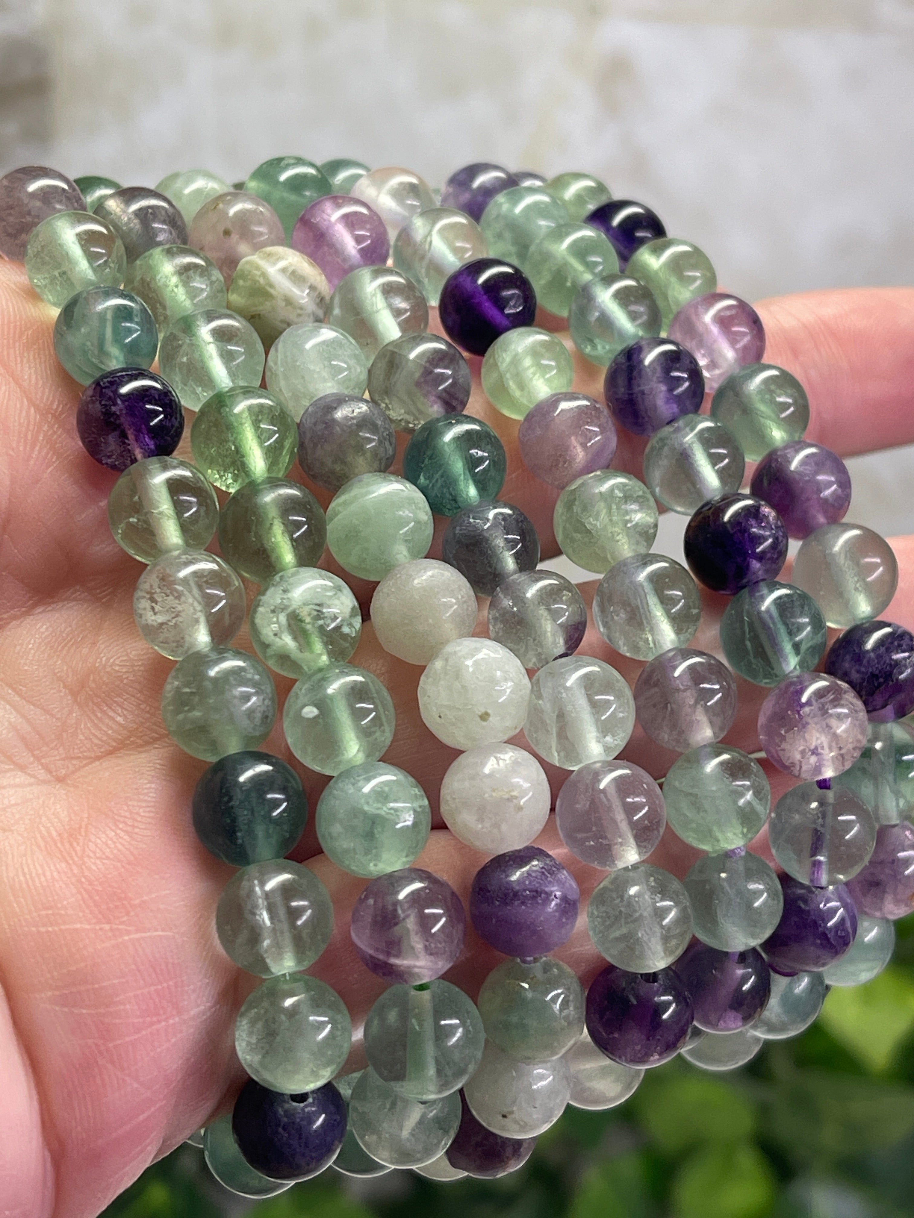 8mm Fluorite Beaded Bracelet