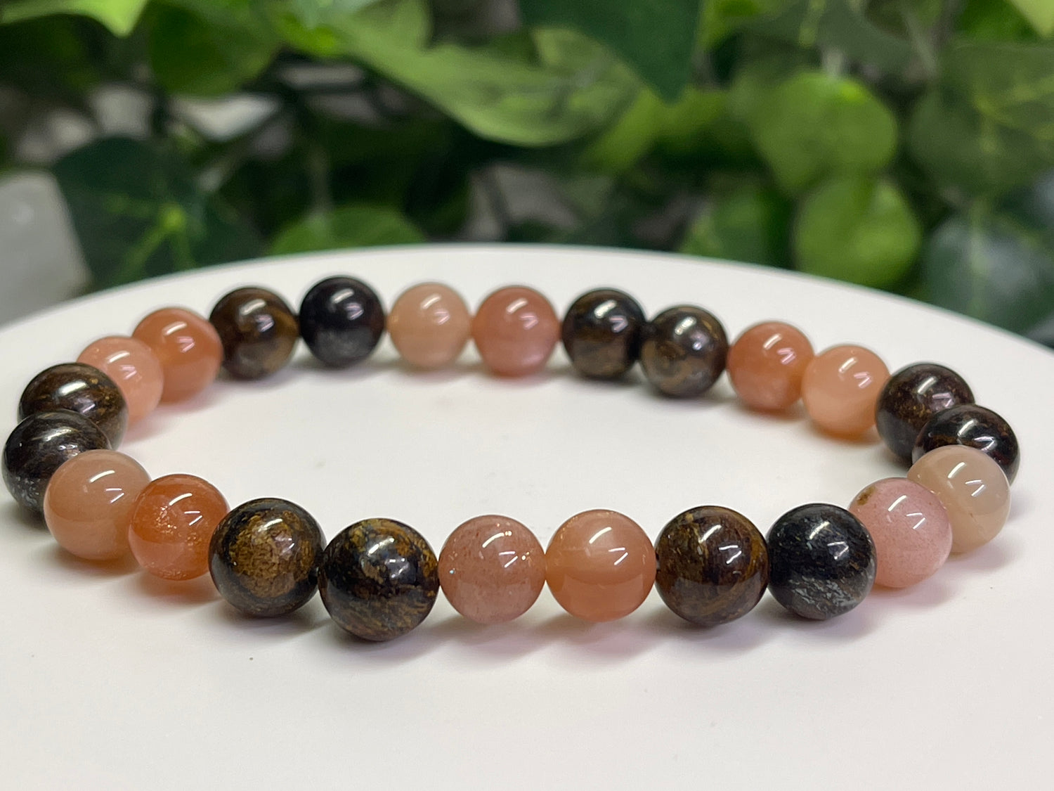 8mm Sunstone with Bronzite Bracelet